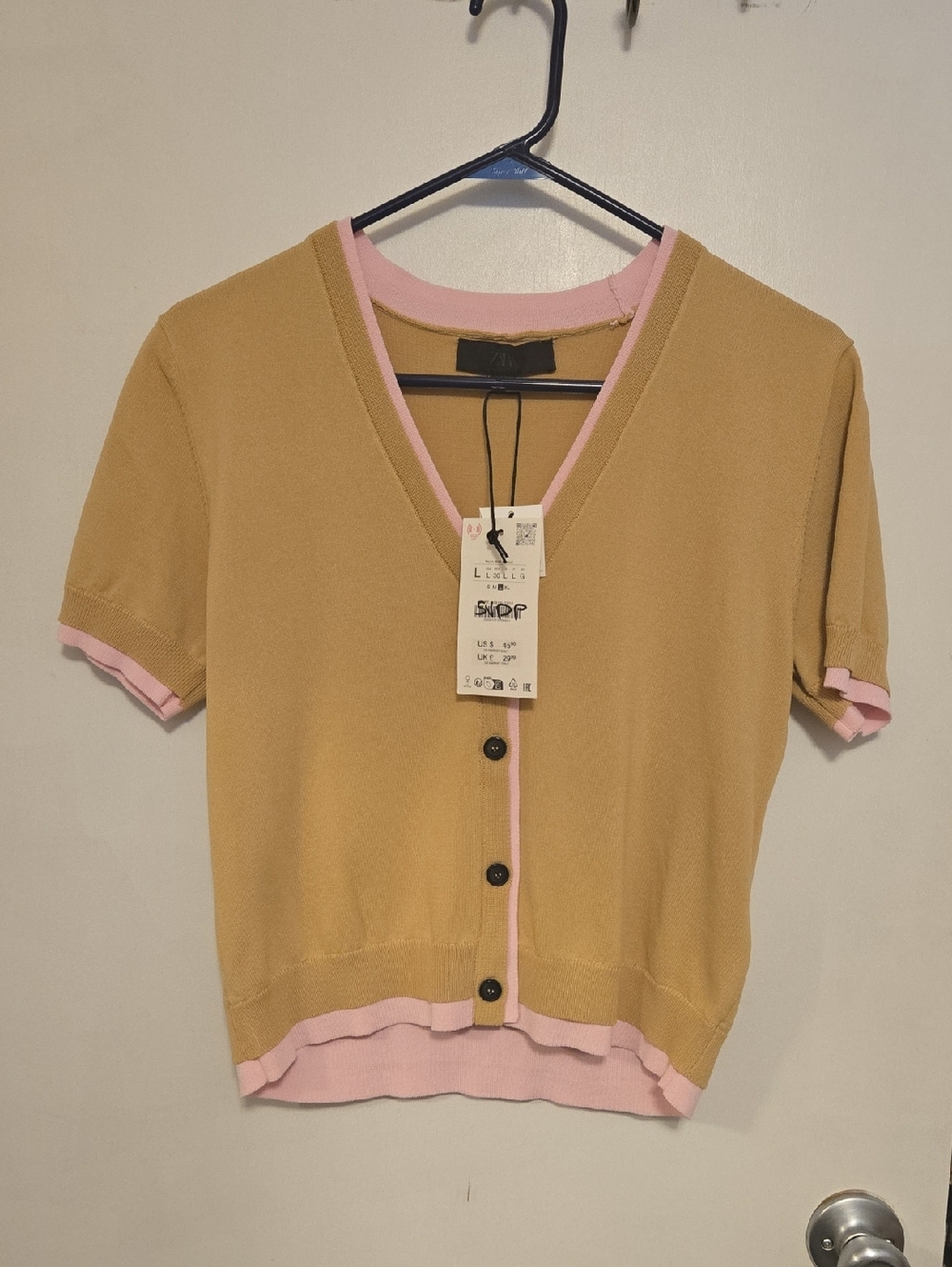 NWT Zara Beige And Pink Cardigan